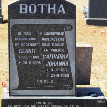 BOTHA Gerrit 1919-1996 &amp; Catharina Johanna 1917-2009