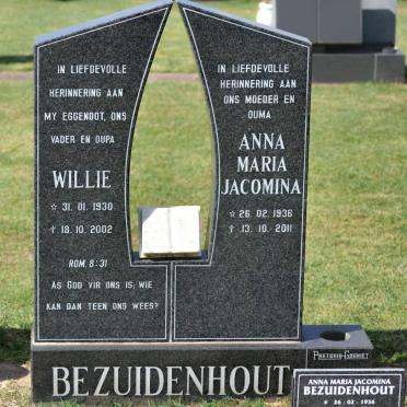BEZUIDENHOUT Willie 1930-2002 &amp; Anna Maria Jacomina 1936-2011