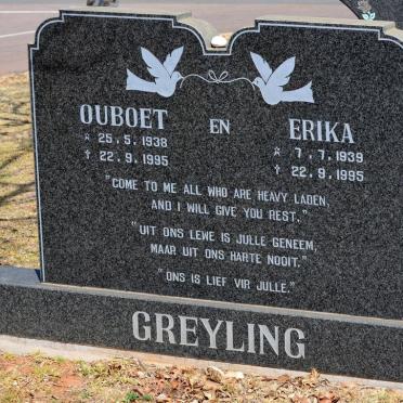 GREYLING Ouboet 1938-1995 &amp; Erika 1939-1995