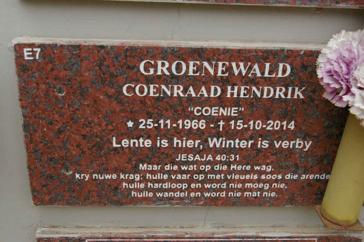GROENEWALD Coenraad Hendrik 1966-2014