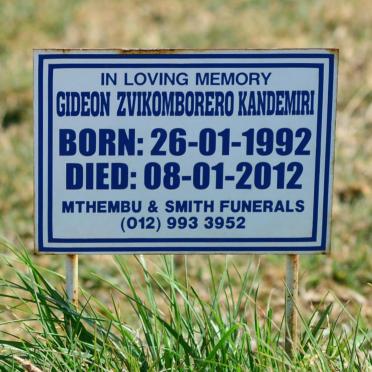 KANDEMIRI Gideon Zvikomborero 1992-2012