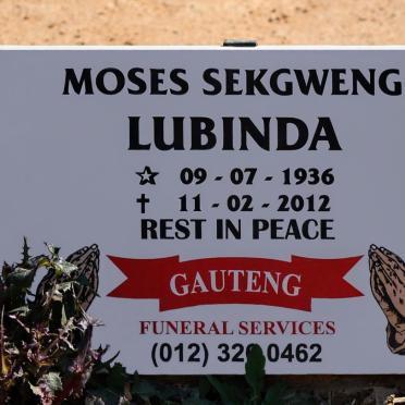 LUBINDA Moses Sekgweng 1936-2012