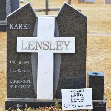 LENSLEY Karel 1949-2006 &amp; Elsie Maria 1949-2012