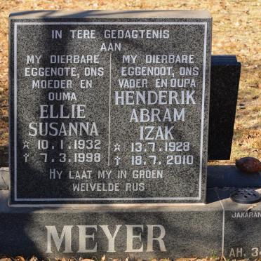 MEYER Henderik Abram Izak 1928-2010 &amp; Ellie Susanna 1922-1998