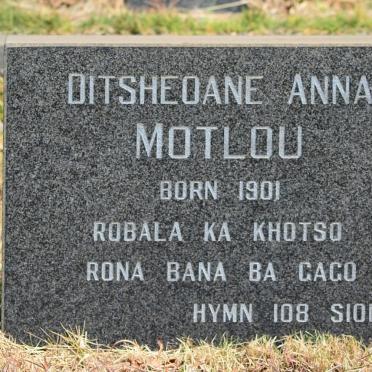 MOTLOU Ditsheoane Anna 1901-1?