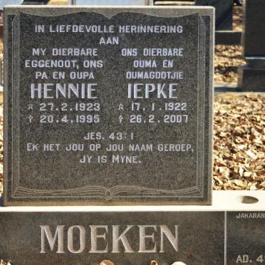 MOEKEN Hennie 1923-1995 &amp; Iepke 1922-2007