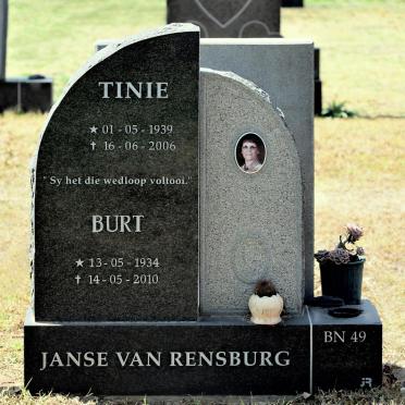 RENSBURG Burt, Janse van 1934-2010 &amp; Tinie 1939-2006