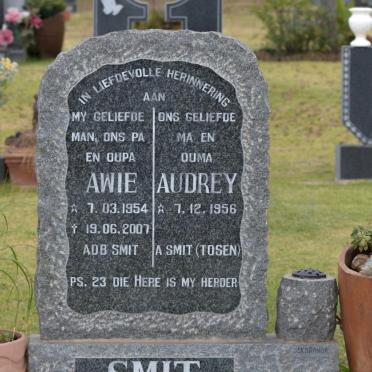 SMIT A.D.B. Awie 1954-2007 &amp; Audrey TOSEN 1956-