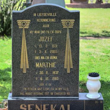 SENEKAL Jozef 1931-2005 &amp; Marthie 1932-2013