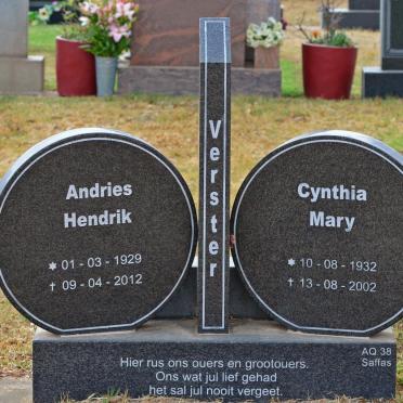 VERSTER Andries Hendrik 1929-2012 &amp; Cynthia Mary 1932-2002