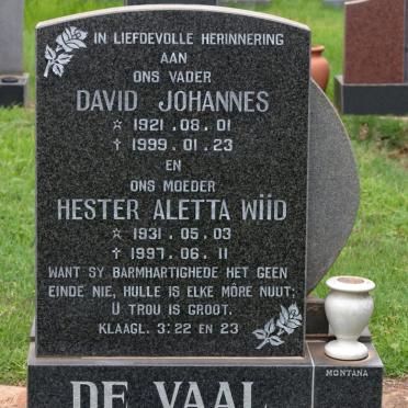 VAAL David Johannes, de 1921-1999 &amp; Hester Aletta WİİD 1931-1997