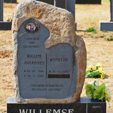 WILLEMSE Willem Johannes 1944-2003 &amp; Annetjie 1951-