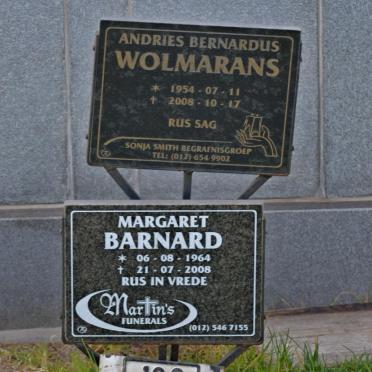 WOLMARANS Andries Bernardus 1954-2008 :: BARNARD Margaret 1964-2008