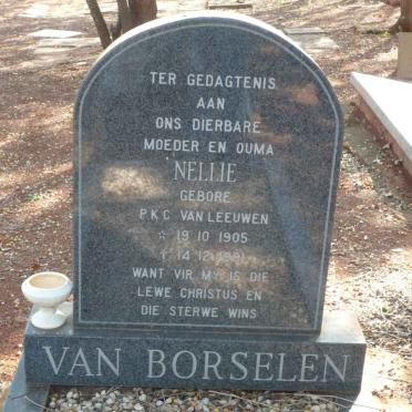 BORSELEN P.K.C., van nee VAN LEEUWEN 1905-1991