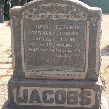 JACOBS Dawid Stephanus 1874-1941 &amp; Elizabeth Francina BOTHA 1874-1942