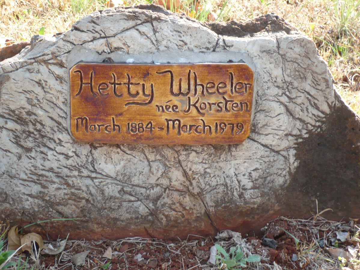 WHEELER Hetty nee KORSTEN 1884-1979