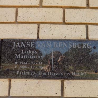 RENSBURG Lukas Marthinus, Janse van 1934-2006