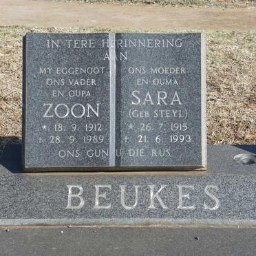 BEUKES Zoon 1912-1989 &amp; Sara STEYL 1915-1993