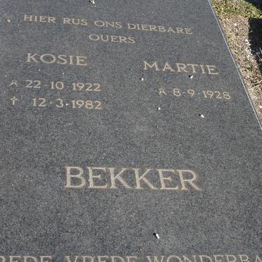 BEKKER Kosie 1922-1982 &amp; Martie 1928-