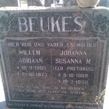 BEUKES Willem Adriaan 1905-1973 &amp; Johanna Susanna M. PRETORIUS 1909-1999