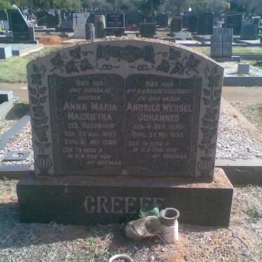 GREEFF Andries Wessel Johannes 1890-1955 &amp; Anna Maria Magrietha ROBUNSON 1895-1989