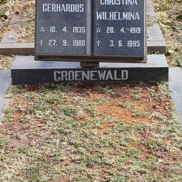 GROENEWALD Marthinus Gerhardus 1935-19+80 & Elizabeth Christina Wilhelmina 1919-1995