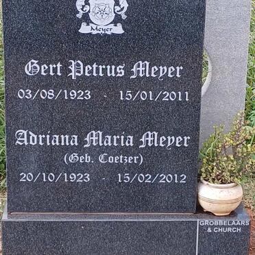 MEYER Gert Petrus 1923-2011 & Adriana Maria COETZER 1923-2012