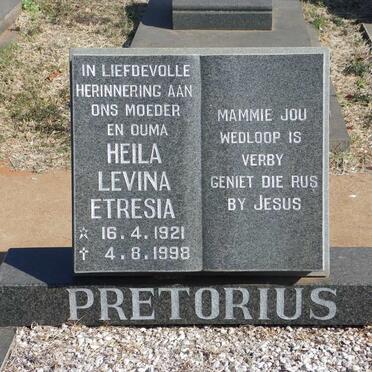 PRETORIUS Heila Levina Etresia 1921-1998