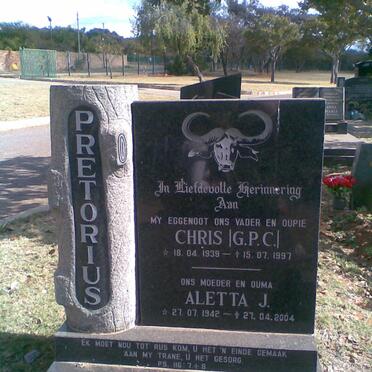PRETORIUS G.P.C. 1939-1997 &amp; Aletta J. 1942-2004