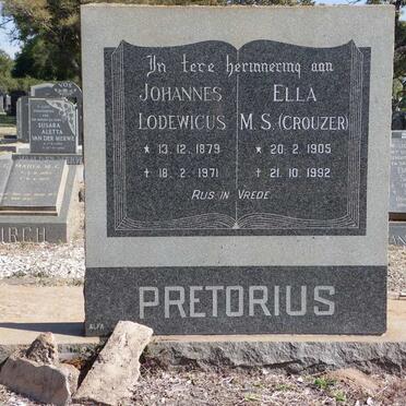 PRETORIUS Johannes Lodewicus 1879-1971 &amp; Ella M.S. CROUZER 1905-1992