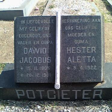 POTGIETER Dawid Jacobus 1906-1981 &amp; Hester Aletta 1922-