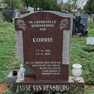 RENSBURG Corrie, Janse van 1945-2010