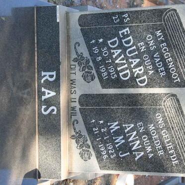 RAS Eduard David 1915-1981 &amp; Anna M.M.J. 1923-1996