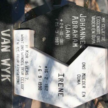 WYK Johannes Abraham, van 1911-1987 &amp; Irene 1912-1990