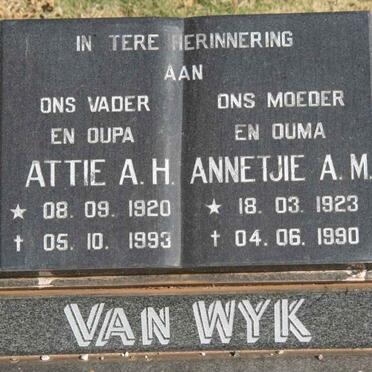 WYK A.H., van 1920-1993 &amp; A.M. 1923-1990
