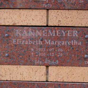 KANNEMEYER Elizabeth Margaretha 1933-2010