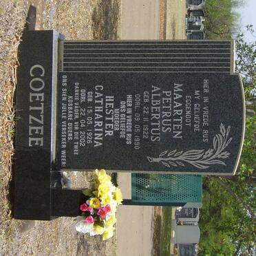 COETZEE Maarten Petus Albertus 1922-1990 &amp; Hester Catharina 1926-2002