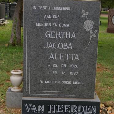 HEERDEN Gertha Jacoba Aletta, van 1920-1987