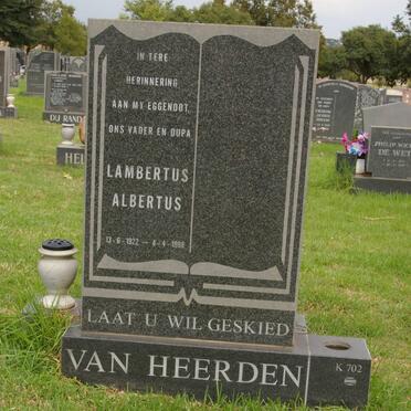 HEERDEN Lambertus Albertus, van 1922-1998