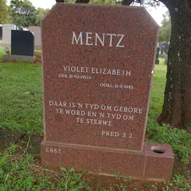 MENTZ Violet Elizabeth 1903-1985