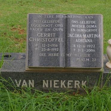 NIEKERK Gerrit Christoffel, van 1916-1992 &amp; Jacoba Martina Adriana 1922-2006
