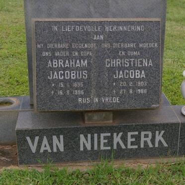 NIEKERK Abraham Jacobus, van 1895-1986 &amp; Christiena Jacoba 1903-1986