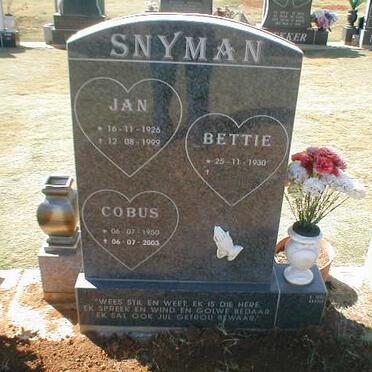 SNYMAN Jan 1926-1999 &amp; Bettie 1930- :: SNYMAN Cobus 1950-2003