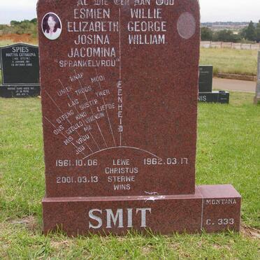 SMIT George William 1962- &amp; Elizabeth Josina Jacomina 1961-2001