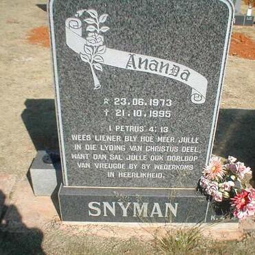 SNYMAN Ananda 1973-1995