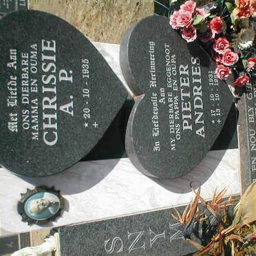 SNYMAN Pieter Andries 1931-1998 &amp; Chrissie A.P. 1935-