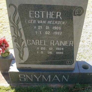 SNYMAN Carel Rainier 1904-1986 &amp; Esther VAN HEERDEN 1906-1982