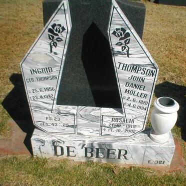 THOMPSON John Daniel Moller 1920-1994 &amp; Rosalia 1919-2002 :: DE BEER Ingrid nee THOMPSON 1956-1982