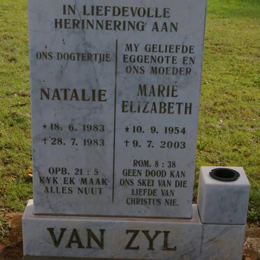 ZYL Marié Elizabeth, van 1954-2003 :: VAN ZYL Natalie 1983-1983