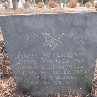 BOTHA Anna Welheldemina Machdalena nee NORTJE 1886-1906